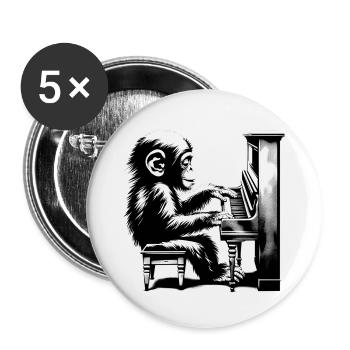 Affen Orchester Klavier StreetArt Banksy Style - Buttons klein 25 mm (5er Pack) - Weiß - Vorne