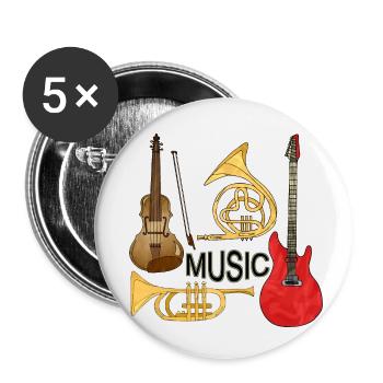 Instruments de musique - Lot de 5 petits badges (25 mm) - blanc - Devant