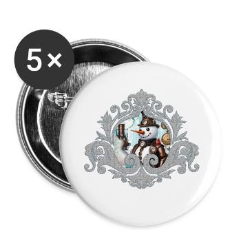 Snowman in time! - Buttons small 1''/25 mm (5-pack) - white - Front