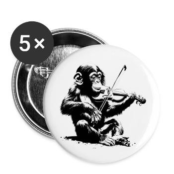 Violin in Monkey Orchestra StreetArt Banksy Style - Buttons small 1''/25 mm (5-pack) - white - Front