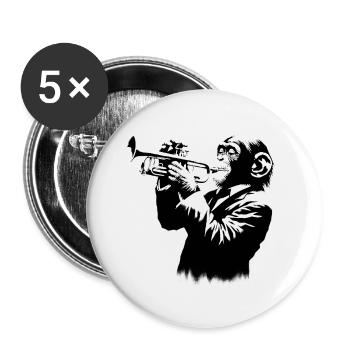 Trumpeter in Monkey Orchestra StreetArt Banksy - Buttons small 1''/25 mm (5-pack) - white - Front