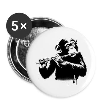 Affen Orchester Querflöte StreetArt Banksy Style - Buttons klein 25 mm (5er Pack) - Weiß - Vorne