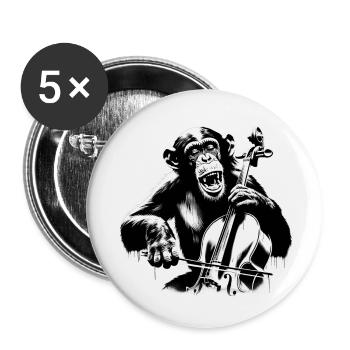 Cello Monkey Monkey Orchestra Street Art Banksy Style - Buttons small 1''/25 mm (5-pack) - white - Front
