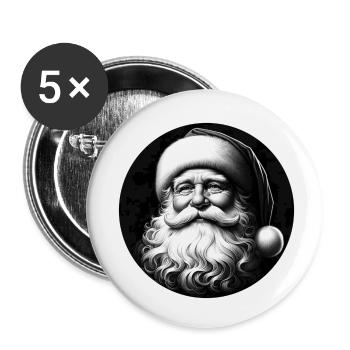 Weihnachtsmann Klassisch - Buttons klein 25 mm (5er Pack) - Weiß - Vorne