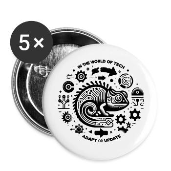 In The World of Tech Adapt or Update - Buttons small 1''/25 mm (5-pack) - white - Front