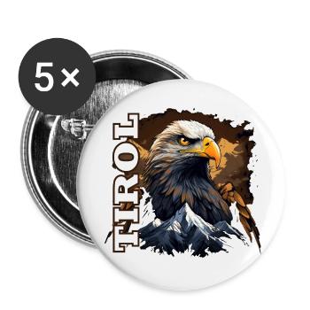 Tirol Design with Tyrolean Eagle & Mountain - Buttons small 1''/25 mm (5-pack) - white - Front