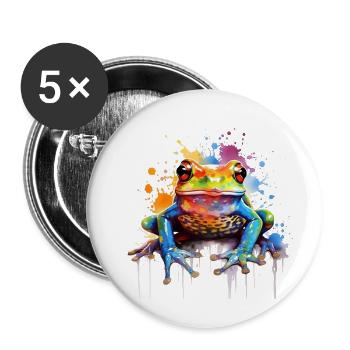 Colorful frog, frog - Buttons small 1''/25 mm (5-pack) - white - Front