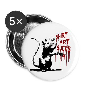 Shirt Art Sucks | Rats Street Art Banksy Style - Buttons small 1''/25 mm (5-pack) - white - Front