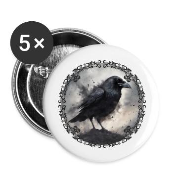 Dunkler Rabe 2 - Buttons klein 25 mm (5er Pack) - Weiß - Vorne