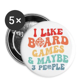 I Like Board Games & Maybe 3 People Tabletop Play - Buttons klein 25 mm (5er Pack) - Weiß - Vorne