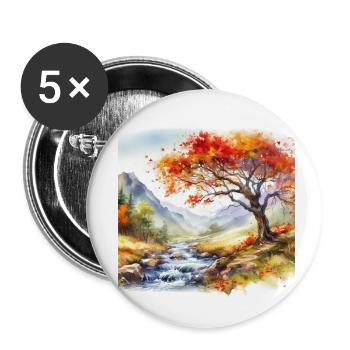 Peinture à l’aquarelle - Lot de 5 petits badges (25 mm) - blanc - Devant