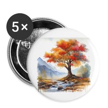 Peinture à l’aquarelle - Lot de 5 petits badges (25 mm) - blanc - Devant