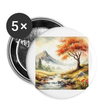 Peinture à l’aquarelle - Lot de 5 petits badges (25 mm) - blanc - Devant