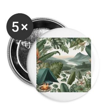 Camper dans la nature - Lot de 5 petits badges (25 mm) - blanc - Devant