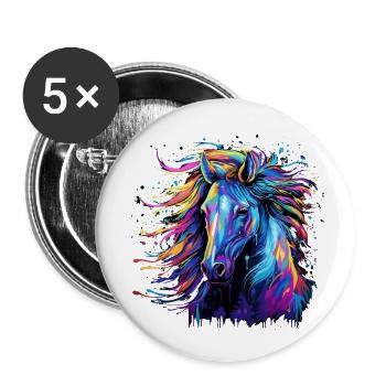 Pferde Shirt für Reitsport und Dressurreiten. - Buttons klein 25 mm (5er Pack) - Weiß - Vorne