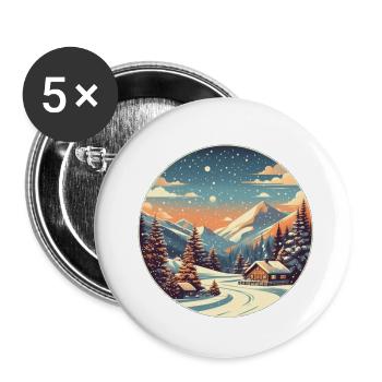 Winter Landscape - Snow, Forest, Winter, Mountains - Buttons small 1''/25 mm (5-pack) - white - Front