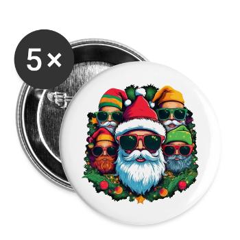 Ugly Christmas Sweater -Cool Santas - Buttons small 1''/25 mm (5-pack) - white - Front