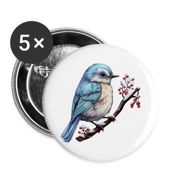 Süsser Vogel im Winter - Buttons klein 25 mm (5er Pack) - Weiß - Vorne