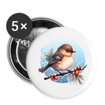 Braunkehlchen im Winter - Buttons klein 25 mm (5er Pack) - Weiß - Vorne