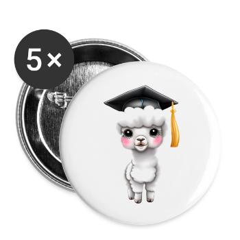 Baccalauréat en études d’alpaga Certificat de fin d’études supérieures - Lot de 5 petits badges (25 mm) - blanc - Devant