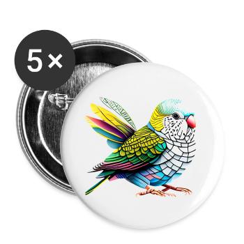 Calopsitte Perruche Oiseau Propriétaire d’oiseau - Lot de 5 petits badges (25 mm) - blanc - Devant
