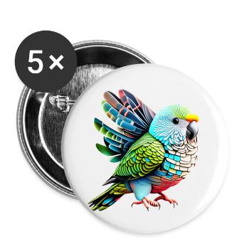 Perruche Bird Propriétaire d’oiseau Calopsitte - Lot de 5 petits badges (25 mm) - blanc - Devant