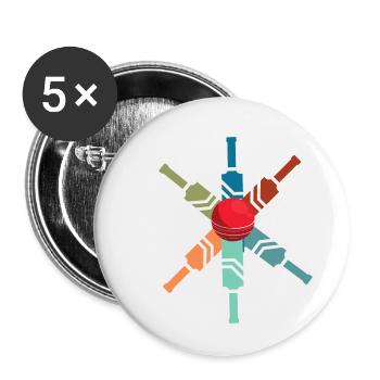 Bunter Cricketschläger - Cricket Geschenkidee - Buttons klein 25 mm (5er Pack) - Weiß - Vorne