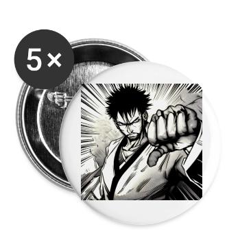 Karate Judo Japan Japanisch - Buttons klein 25 mm (5er Pack) - Weiß - Vorne