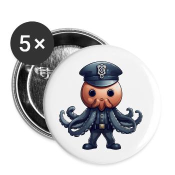 Squid Policewoman - Buttons small 1''/25 mm (5-pack) - white - Front