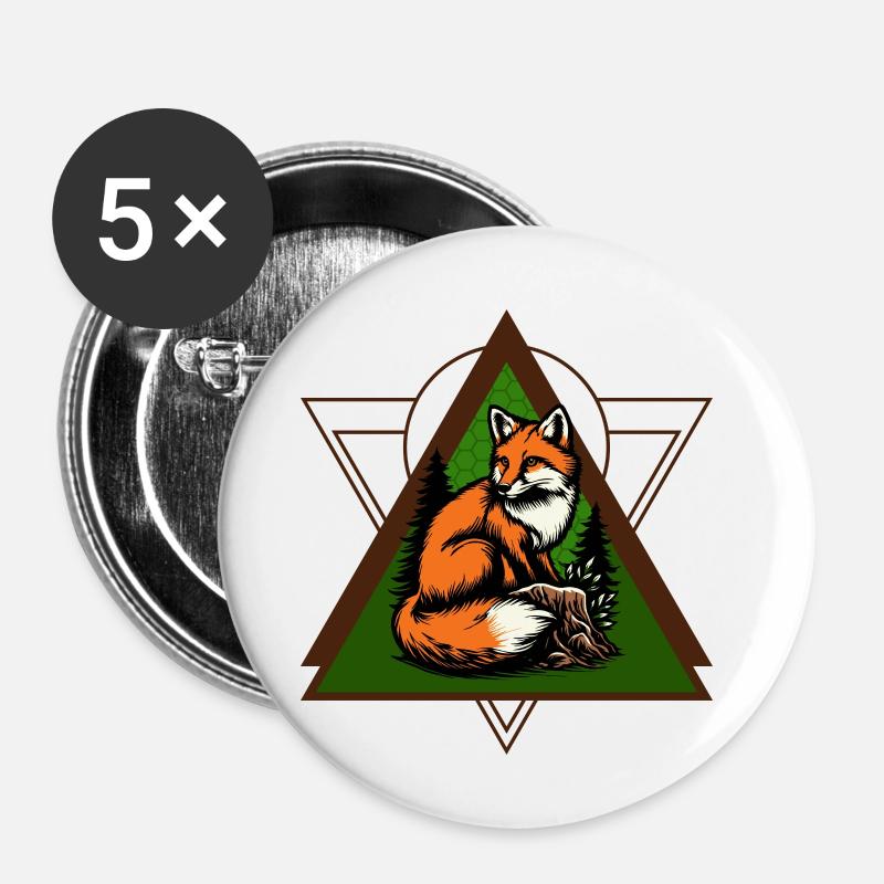 Fuchs Rotfuchs Wald Tier Wild Wildtier - Buttons klein 25 mm (5er Pack) - Weiß