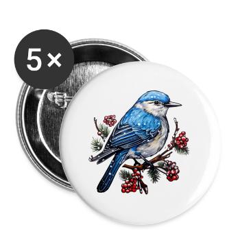 Winterlicher Vogel - Buttons klein 25 mm (5er Pack) - Weiß - Vorne
