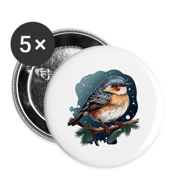 Verträumte Winternacht mit Vogel - Buttons klein 25 mm (5er Pack) - Weiß - Vorne