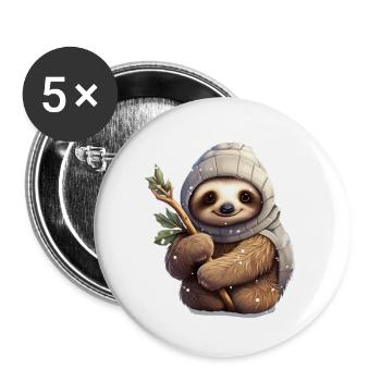 paresseux d’hiver - Lot de 5 petits badges (25 mm) - blanc - Devant