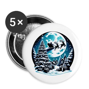 Boule de Noël | Boule à neige Noël Noël - Lot de 5 petits badges (25 mm) - blanc - Devant