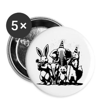 Party Volk Feier | Partytiere - Buttons klein 25 mm (5er Pack) - Weiß - Vorne