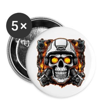 Totenkopf - Skelett - Totenkopf - Motorradhelm - Buttons klein 25 mm (5er Pack) - Weiß - Vorne