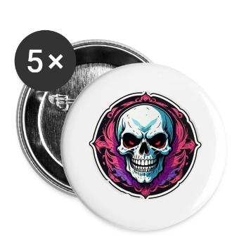 Totenkopf - Skelett - Totenkopf - Motorradhelm - Buttons klein 25 mm (5er Pack) - Weiß - Vorne