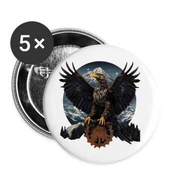 Golden Eagle with Mountain Eagle Design - Buttons small 1''/25 mm (5-pack) - white - Front