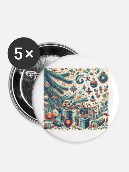 Bescherung - Buttons klein 25 mm (5er Pack) - Weiß