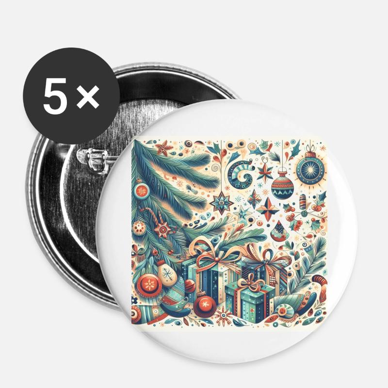 Bescherung - Buttons klein 25 mm (5er Pack) - Weiß