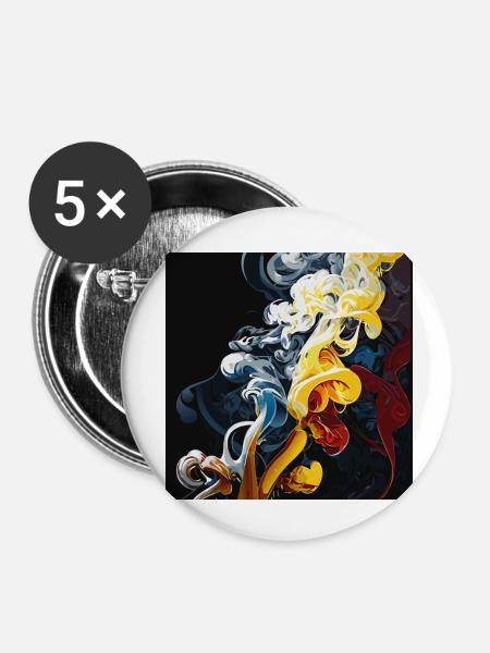 Rauchende Blume (Kunstwerksammlung) - Buttons klein 25 mm (5er Pack) - Weiß