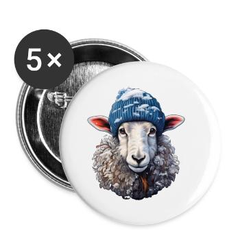 Moutons d’hiver - Lot de 5 petits badges (25 mm) - blanc - Devant