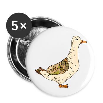 Ente - Buttons klein 25 mm (5er Pack) - Weiß - Vorne