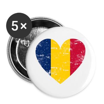 Chad Flag Heart - Buttons small 1''/25 mm (5-pack) - white - Front