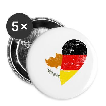 Chypre Allemagne Drapeau Coeur - Lot de 5 petits badges (25 mm) - blanc - Devant