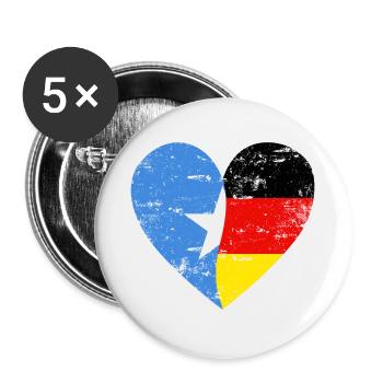 Somalie Allemagne drapeau coeur - Lot de 5 petits badges (25 mm) - blanc - Devant