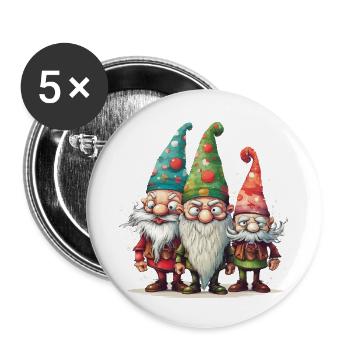Drôles de Noël Gnomes & Gnomes - Lot de 5 petits badges (25 mm) - blanc - Devant