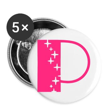 Buchstabe P Glitzer - Buttons klein 25 mm (5er Pack) - Weiß - Vorne