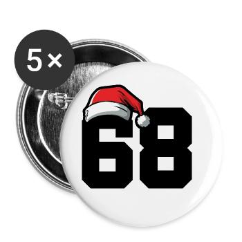 68 Zahl Weihnachten - Buttons klein 25 mm (5er Pack) - Weiß - Vorne
