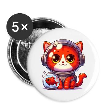 The Astronaut Cat - Buttons small 1''/25 mm (5-pack) - white - Front